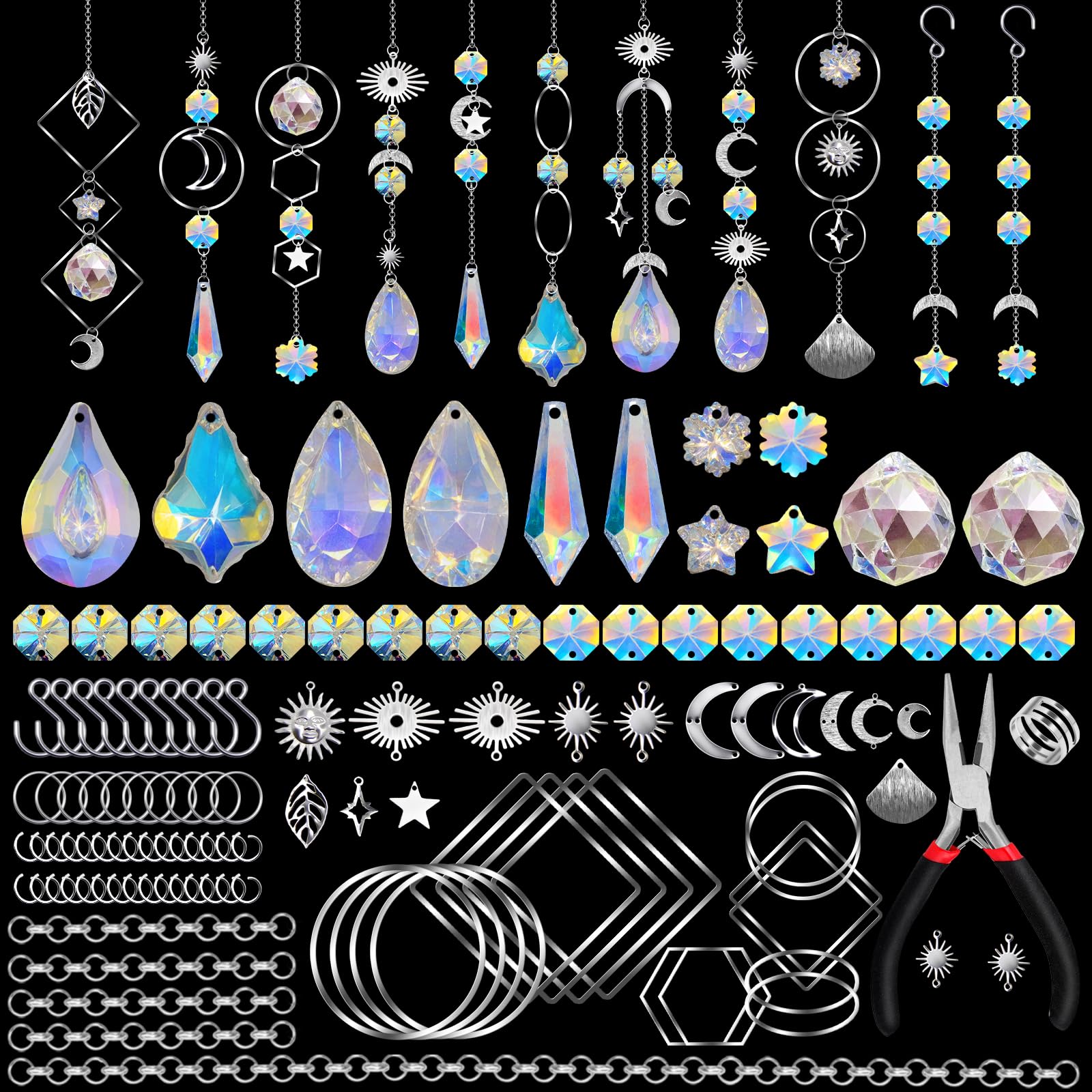 Carillon éolien Attrape-soleil En Cristal - 38,3 Cm, Avec 7 Perles Chakras - Décoration Jardin, Fenêtre, Doré