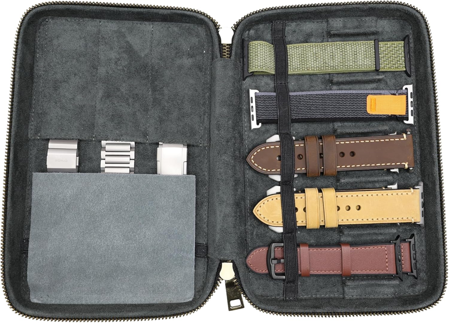 Leather Band Storage Organizer Case Compatible with Apple Watch Bands - Fits 8 Bands Including Metal Band Compatible with Apple Watch, Samsung, AndroidWear and Smartwatch Bracelets Storage Case