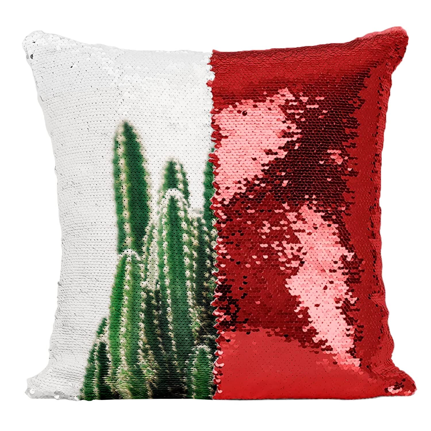 Coussin Sequin Paillettes Rouge Cactus Cereus : Illuminez Votre Canapé et Votre Salon