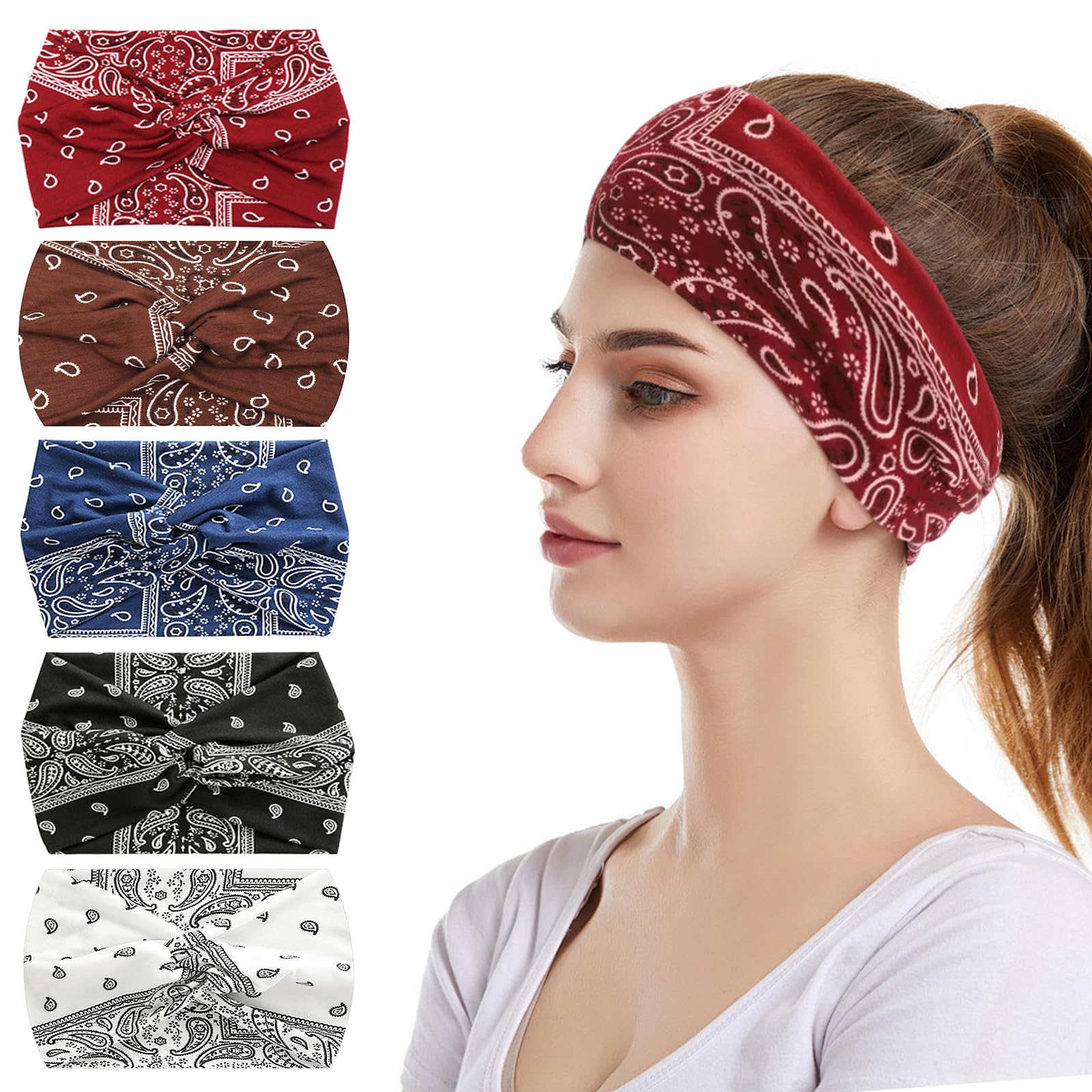 Fasce larghe per capelli Boho da donna e da uomo