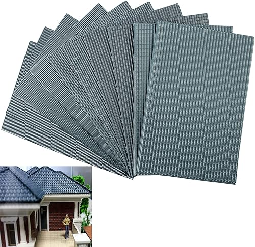 10 piezas de azulejos de techo en miniatura para bricolaje arquitectura, modelo de construcción, ferrocarril, hadas, jardín, mesa de arena,