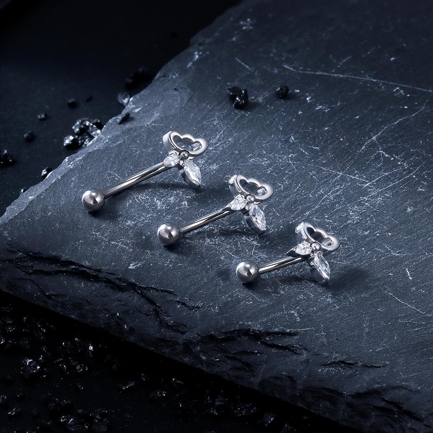 16G Astm F136 Titanium Eyebrow Piercing Jewelry Curved Barbell Eyebrow Ring Vertical Labret Lip Jewelry Daith Rook Earrings Navel Small Belly Button Ring Piercing Jewelry for Women Men CZ - Image 6