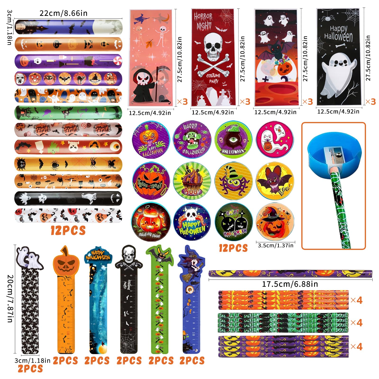 110 Stück Halloween Mitgebsel Set - Partygeschenke Mit Aufklebern, Bleistiften & Armbändern