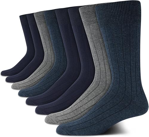 Calvin Klein Mens 8 Pack Soft Cotton Cushioned Crew Dress Socks