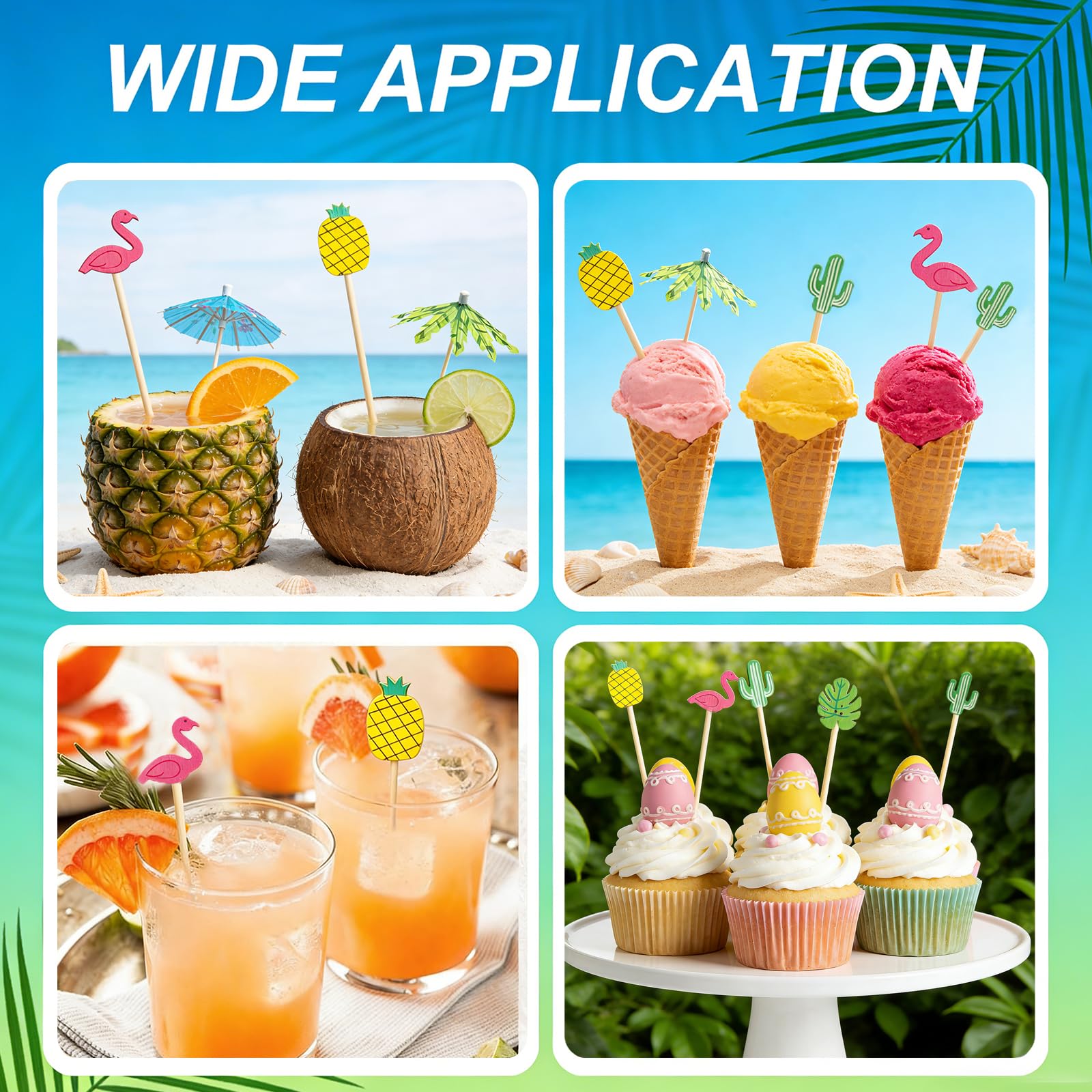 Ombrellini Cocktail in Carta 200 Pezzi, Stuzzicadenti Cocktail Decorativi, Accessori Aperitivo Tropicali Hawaiani, per Estate, Feste, Dessert e Frutta