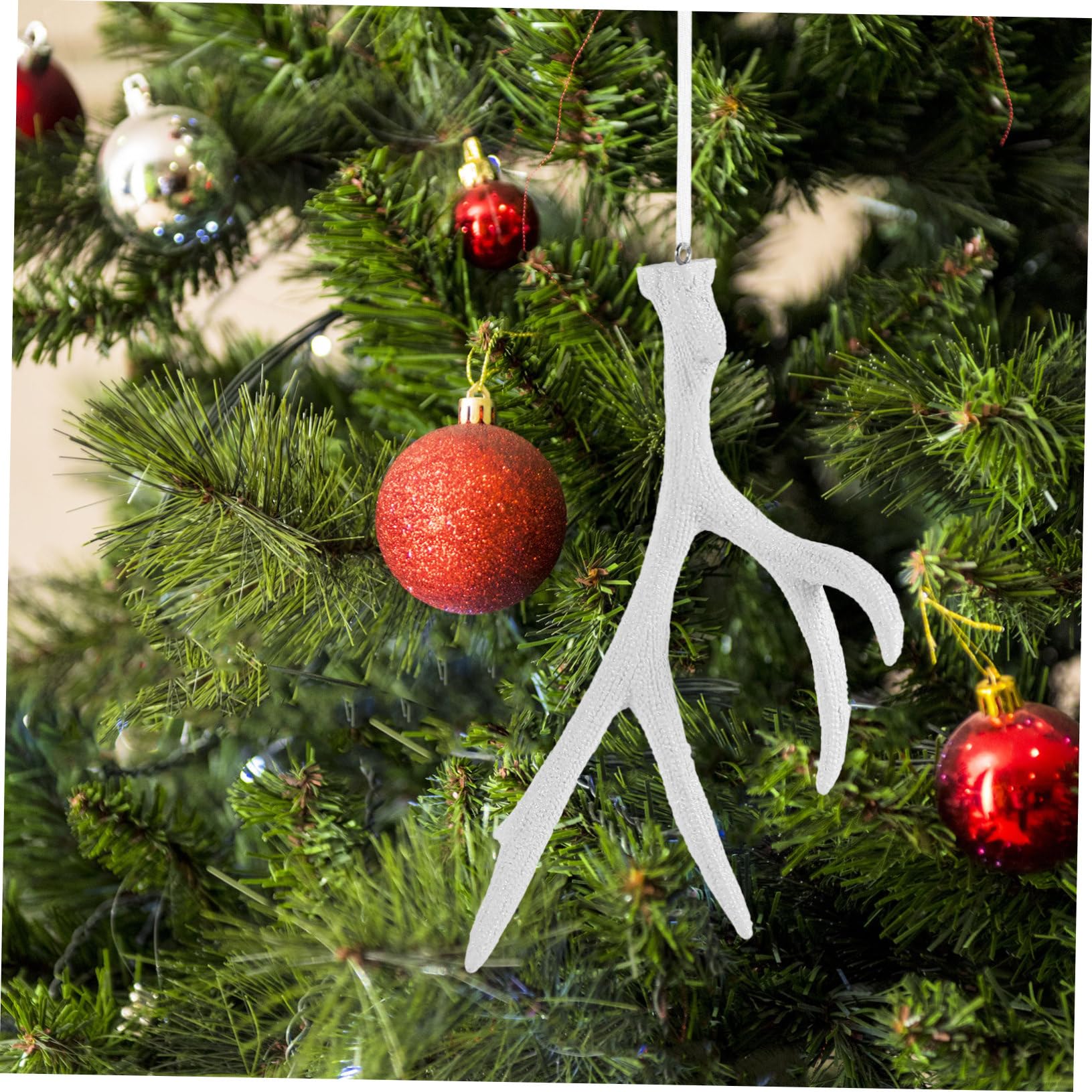 Ciieeo 5 Piezas Adornos navideños para el árbol Colgantes navideños Christmas Tree Cuernos de venado Adorno de árbol de Navidad de asta Ornamento decoración Adornos de asta de Navidad