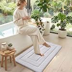DEXI Tapis de bain antidérapant, 20x32 Absorbant Microfibre Soft Rug salle de bains, Machine lavable tapis pour douche de décoration de baignoire, blanc
