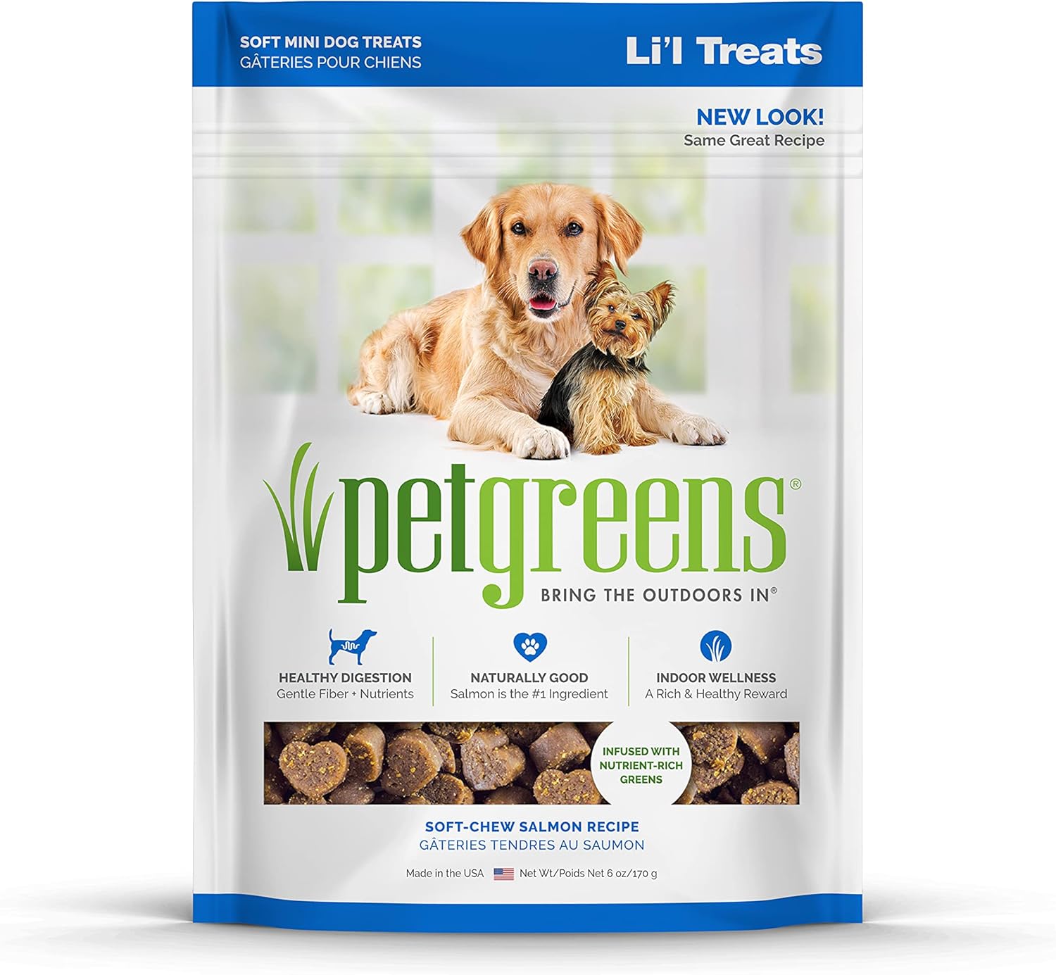Pet Greens Natural Soft-Chew Dog Treats Infused with Supergreens Healthy Salmon, Flavor, 6 Ounces Per Pack (3 Pack Healthy Salmon)
