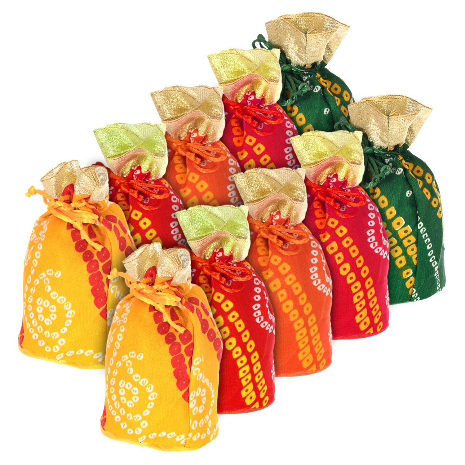 Kuber Industries Bandhej Print Potli Bag for Small Accessories, Money, Bindi With Drawstring Set of 10 (Assorted) (B09VFMYPVC) Amazon Price History, Amazon Price Tracker