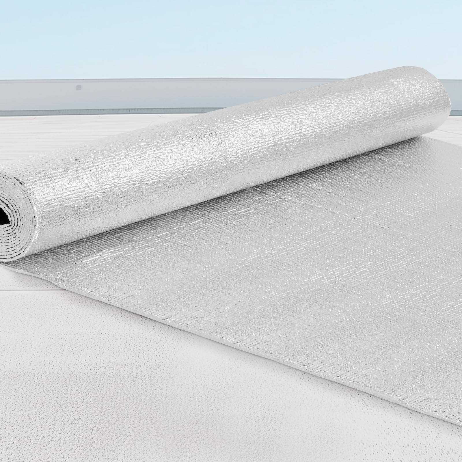 VEVOR Aislamiento Térmico Reflectante Doble Rollo de Aislamiento Barrera Radiante 3 x 1,22 m Núcleo de Espuma EPE Espesor de 3,2 mm Lámina de Aluminio Doble Cara para Ventana, Techo de RV