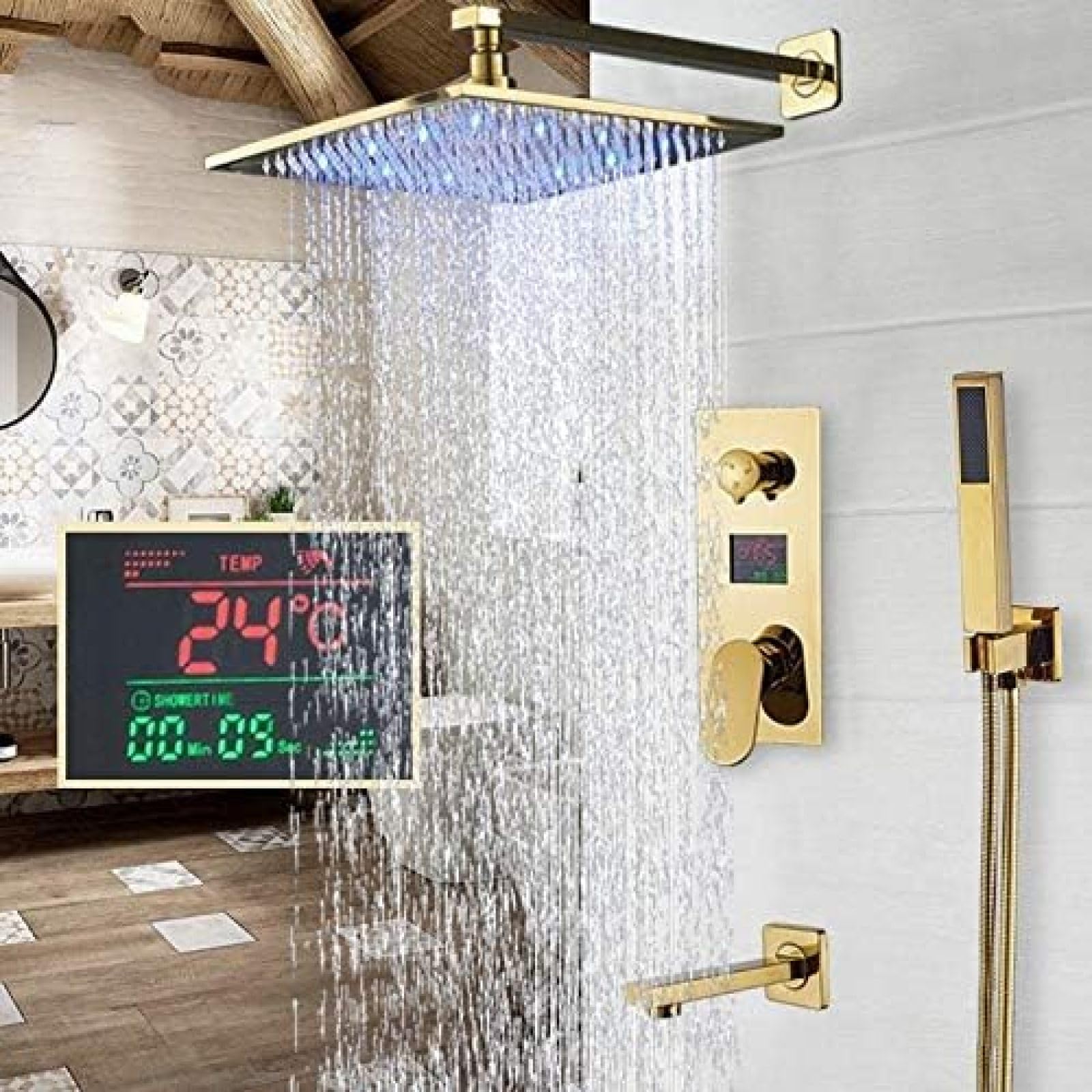 Amazon.co.jp: シャワーキット、バスルーム用蛇口、高級ゴールドバス