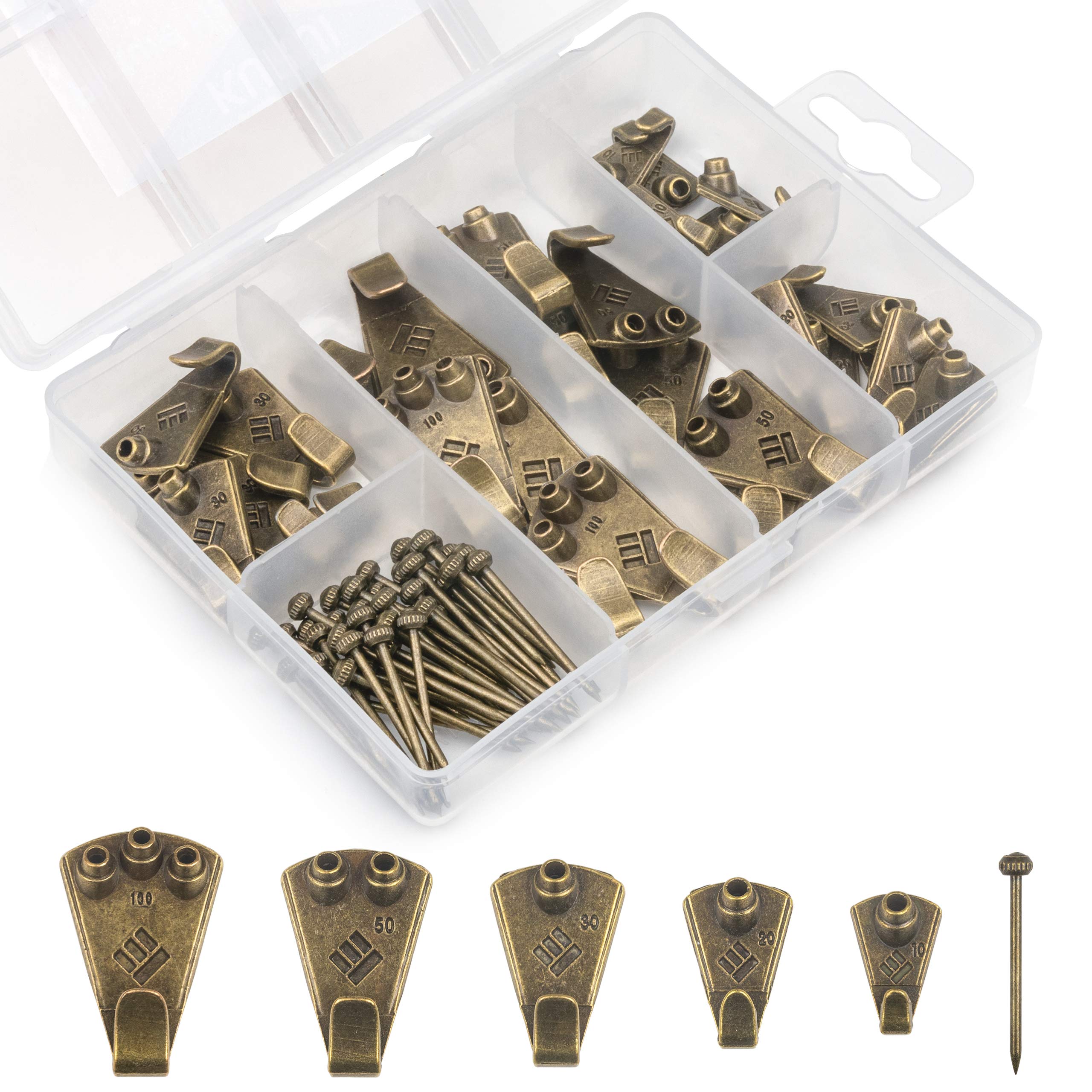 Buy KURUI Zinc Picture Hangers, 5 Sizes Bronze Photo Frame Hooks for