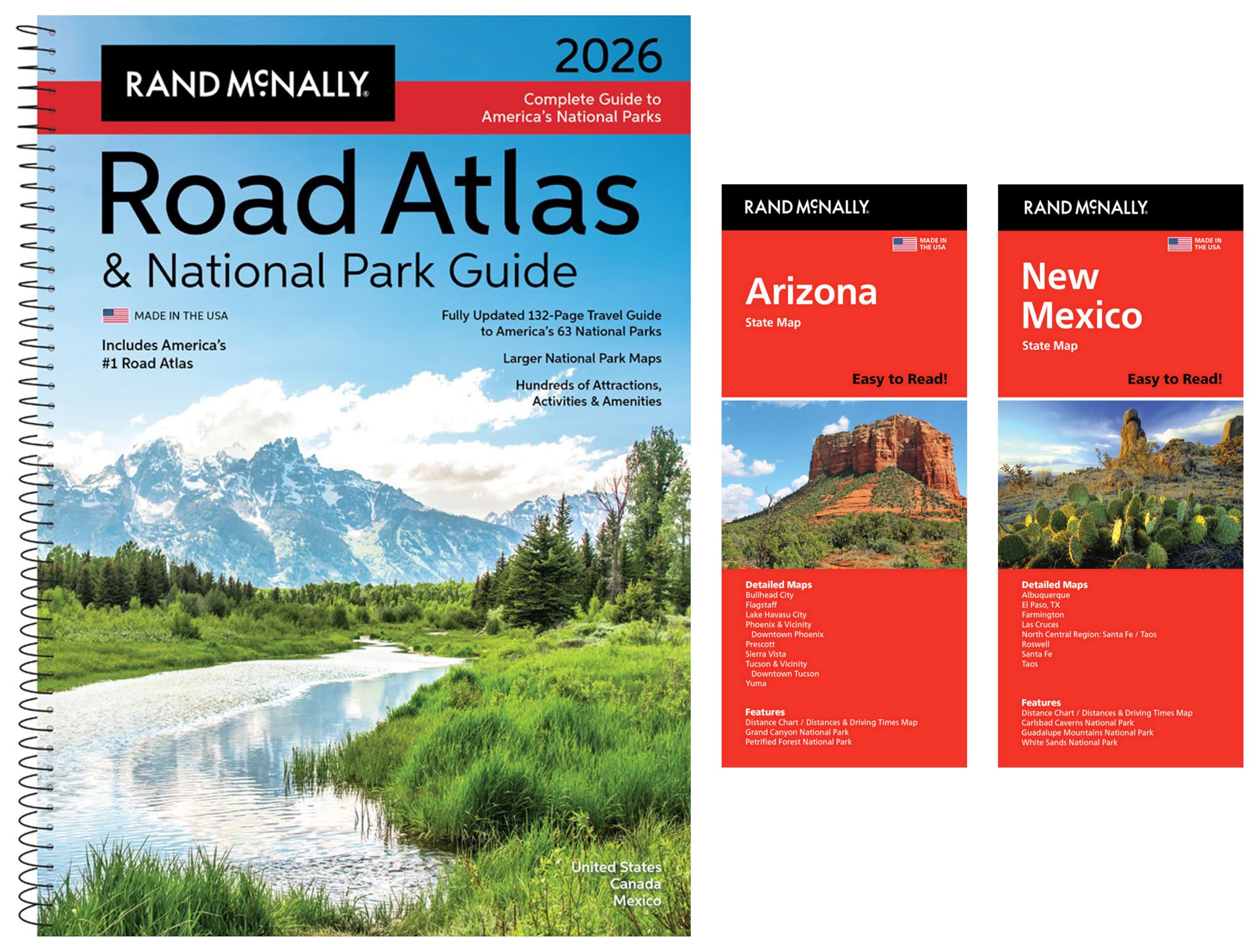 2026 Road Atlas & National Park Guide with Arizona & New Mexico State Maps
