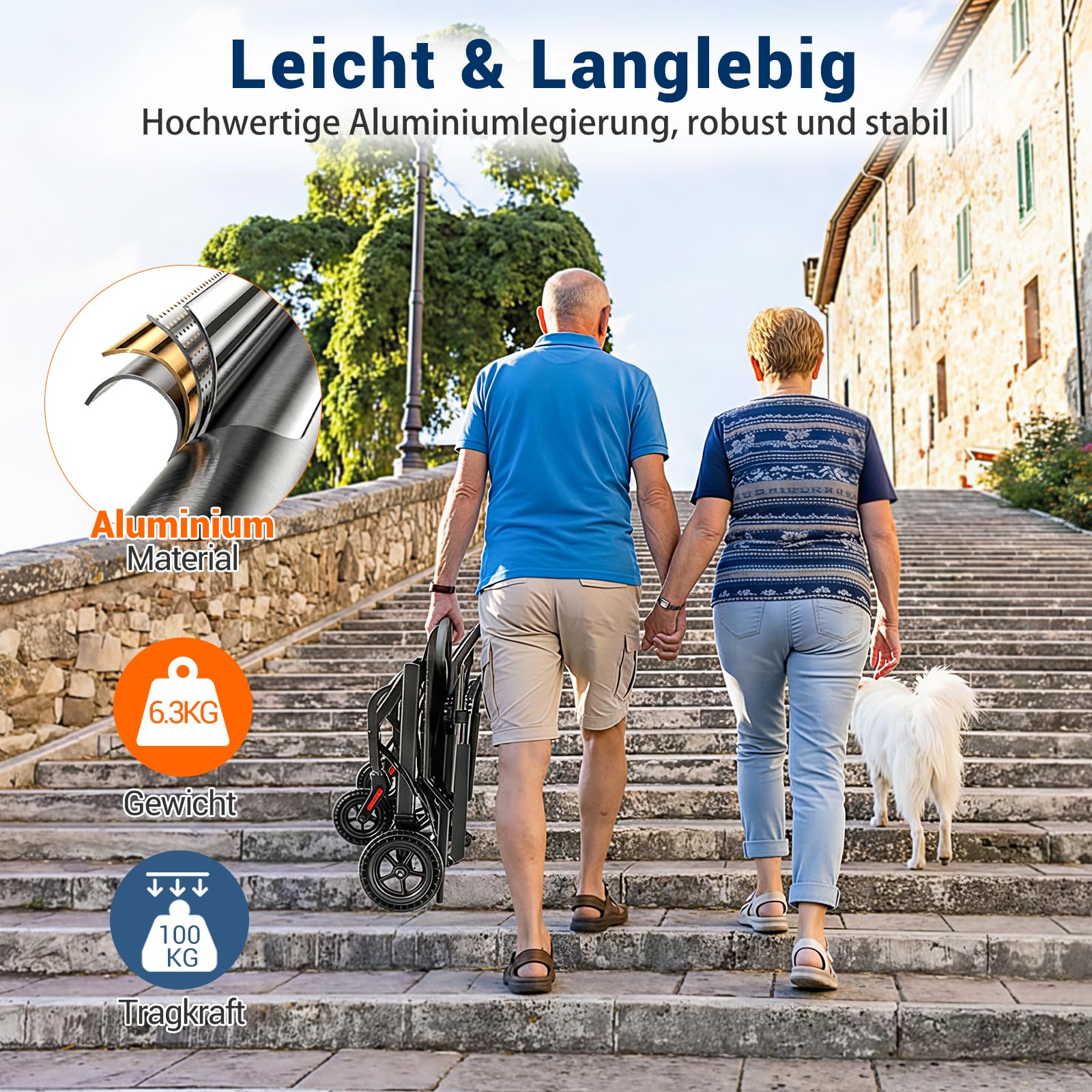 Care Parents rollstuhl Faltbar Ultra-Leicht (6,3kg),40cm Sitzbreite,Aluminium Reiserollstuhl,Kompakt für Flugzeug & Auto,Armlehnen Hochklappbar,Transportrollstuhl Schmal für Wohnung,bis 100kg(CP-A188)