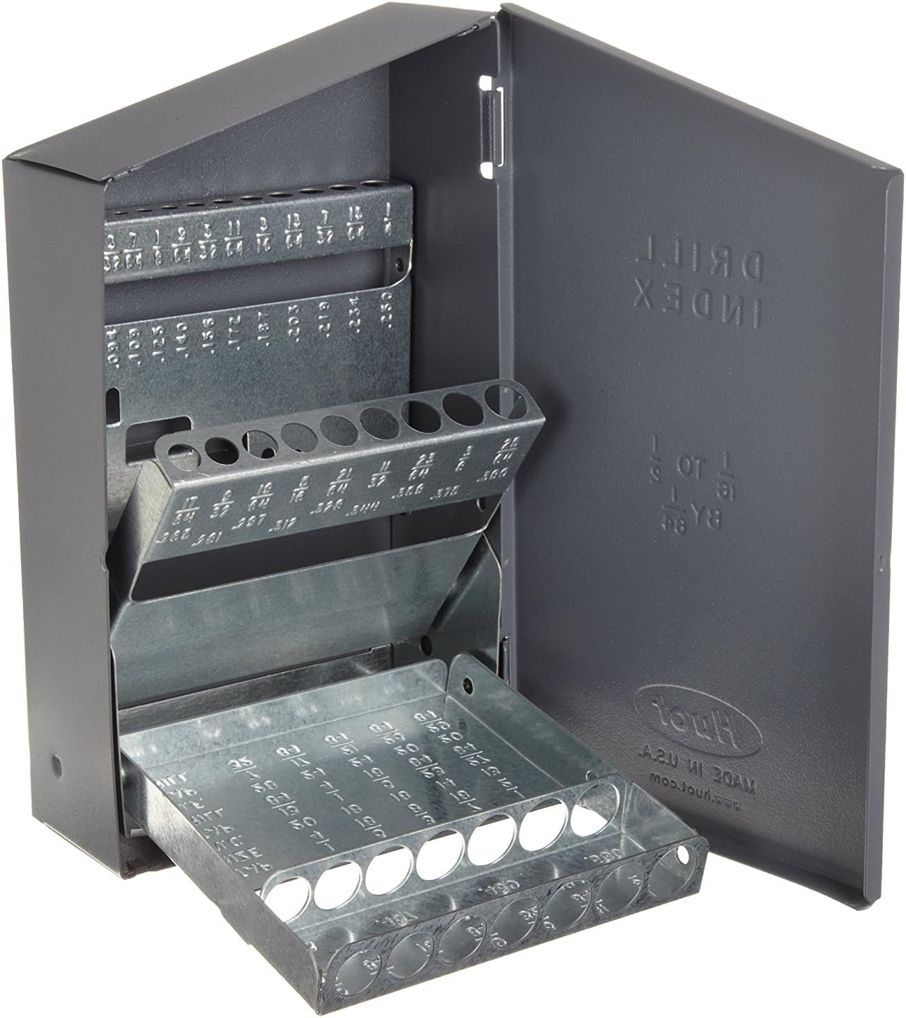Huot Manufacturing. 10550 Drill Bit Index for Jobber Length Sizes 1/16 to 1/2 in 1/64 Increments