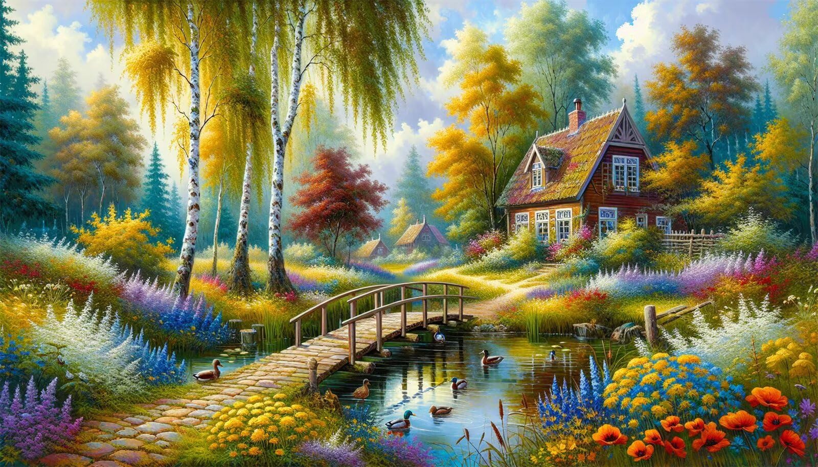 Puzzle dla dorosłych, 3000 sztuk, wymagające łamigłówki, gry logiczne dla całej rodziny, świąteczny prezent dla przyjaciół w pięknym opakowaniu (domek letniego grove)
