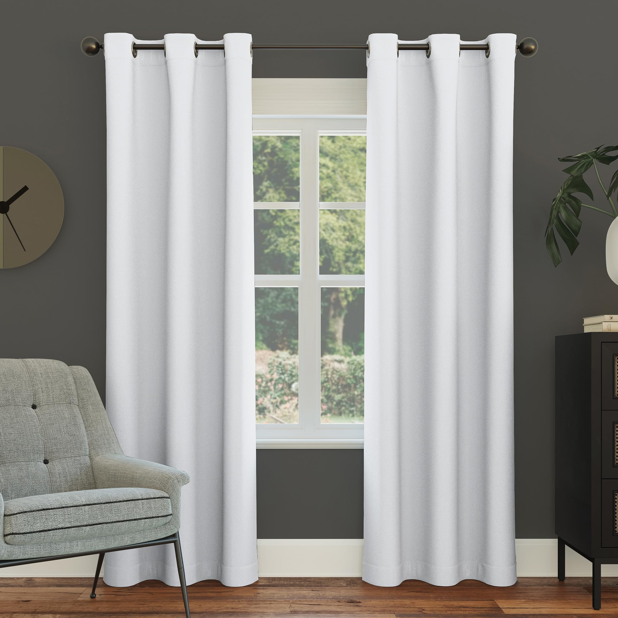 Sun Zero Easton Energy Saving Blackout Grommet Curtain Panel, 40" x 95", Dove White