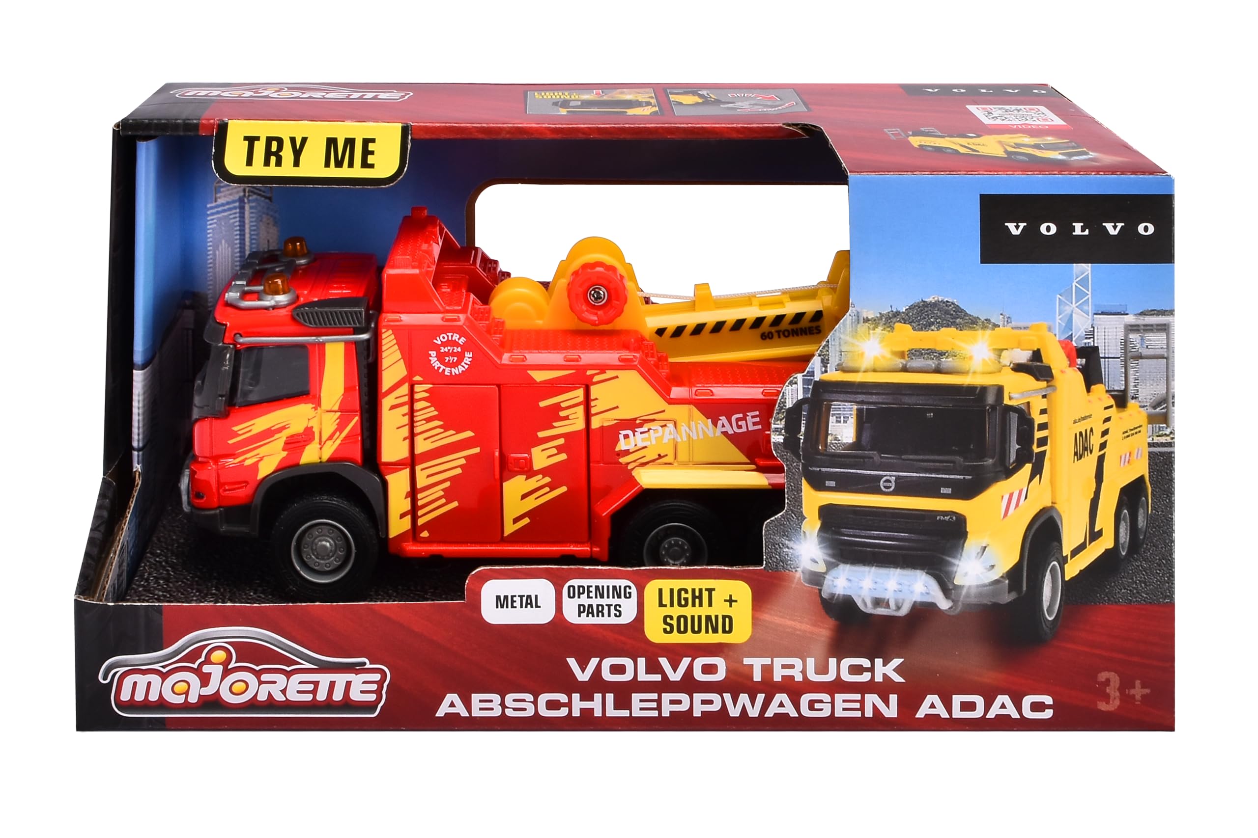 Majorette - Grand Series - Volvo Carro attrezzi - 20 cm (scala 1/43°) - Suoni e luci - Da 3 anni - 213743002002
