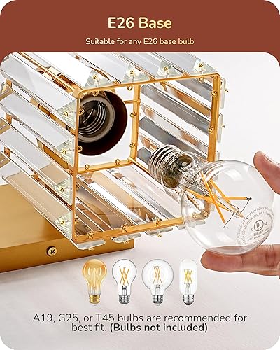 Miniatura 7 de EDISHINE Lámpara de tocador de baño, accesorios de iluminación modernos de baño de 20.47 pulgadas, 3 luces de cristal sobre espejo, lámpara de pared