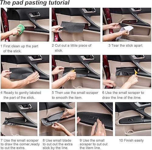 Miniatura 8 de Lypumso Envolturas de vinilo de fibra de carbono naranja 3D, autoadhesivas, calcomanías decorativas sin burbujas para automóviles, moto, bricolaje,