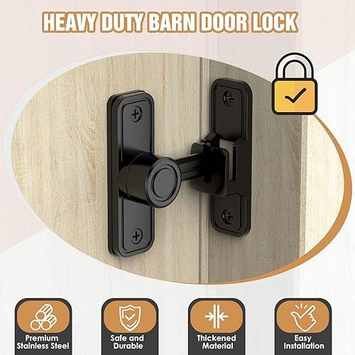 Miniatura 2 de Cerradura de puerta corrediza de granero, 90 y 180 grados, doble propósito, resistente, pestillo de seguridad para puerta, cerradura para jardín,