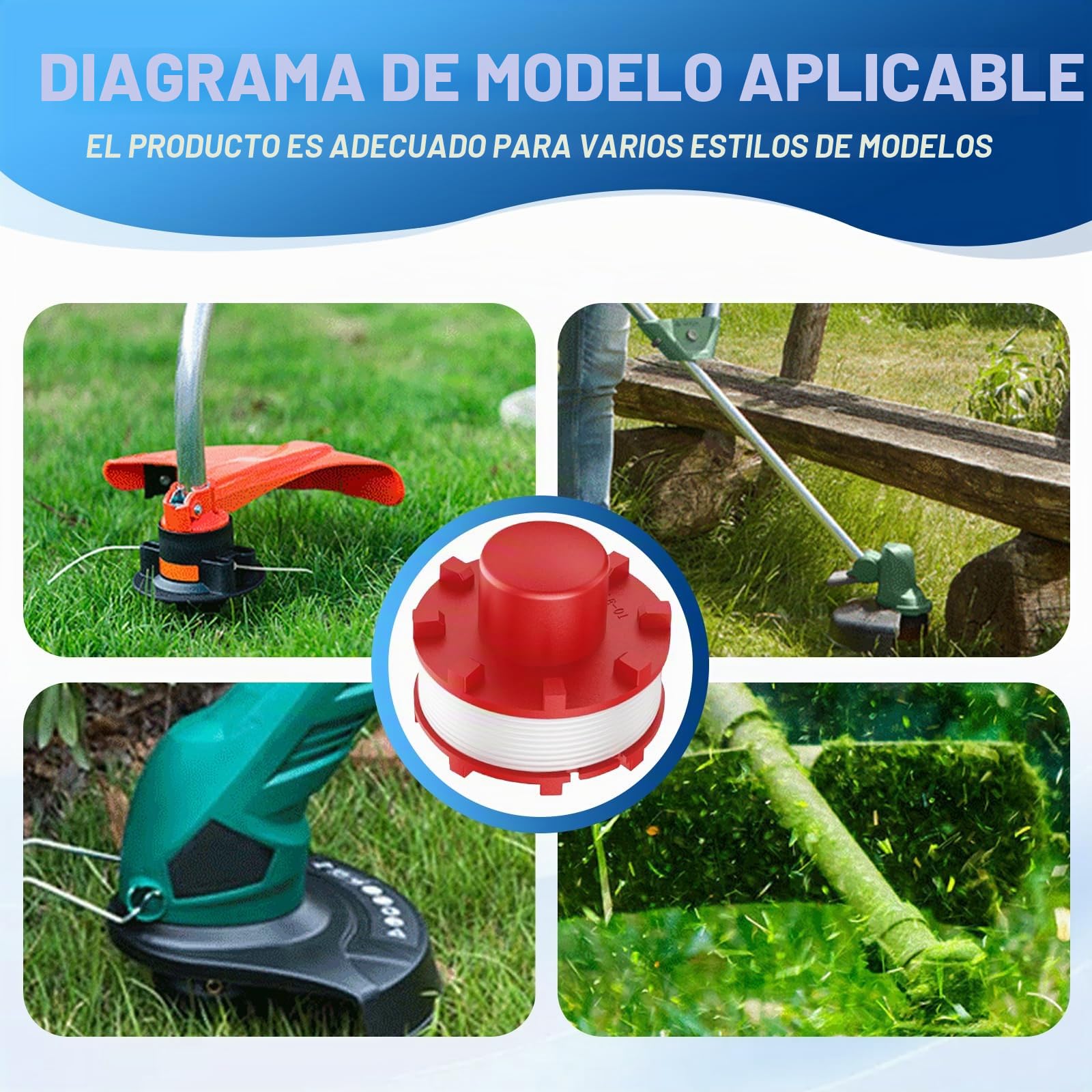 4 Bobinas de Hilo Compatibles con Einhell 3405096, Bobina de Hilo de Repuesto para Einhell GE-CT 36/30 LI E SOLO,AGILLO 18/200,Ø2mm 8m(4 Bobina+1 Tapa+1 Primavera)