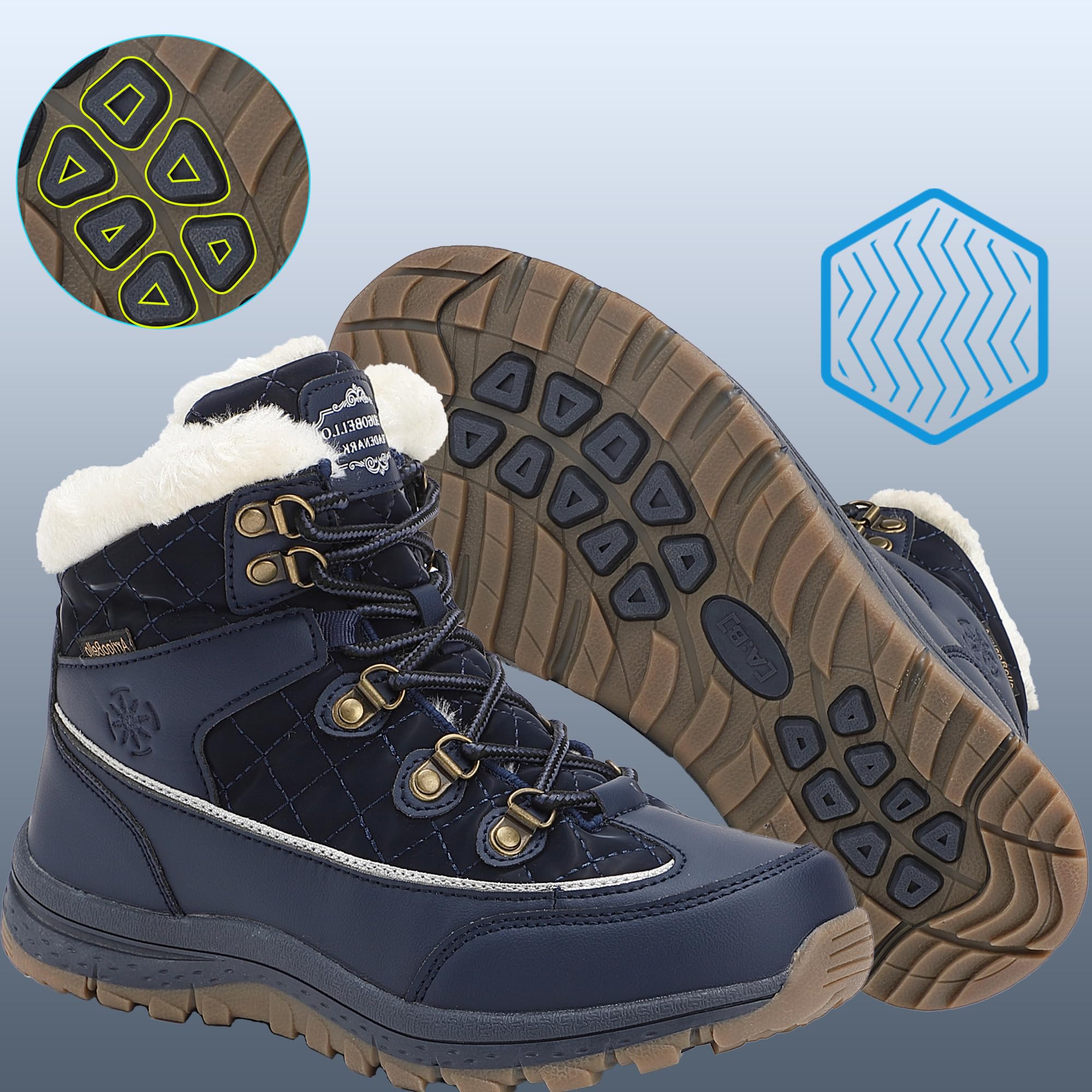 ARRIGO BELLO Donna Stivali da Neve Invernali Scarpe Allineato Pelliccia Caloroso Caviglia Piatto Stivaletti Sportive Boots Escursionismo 36-41