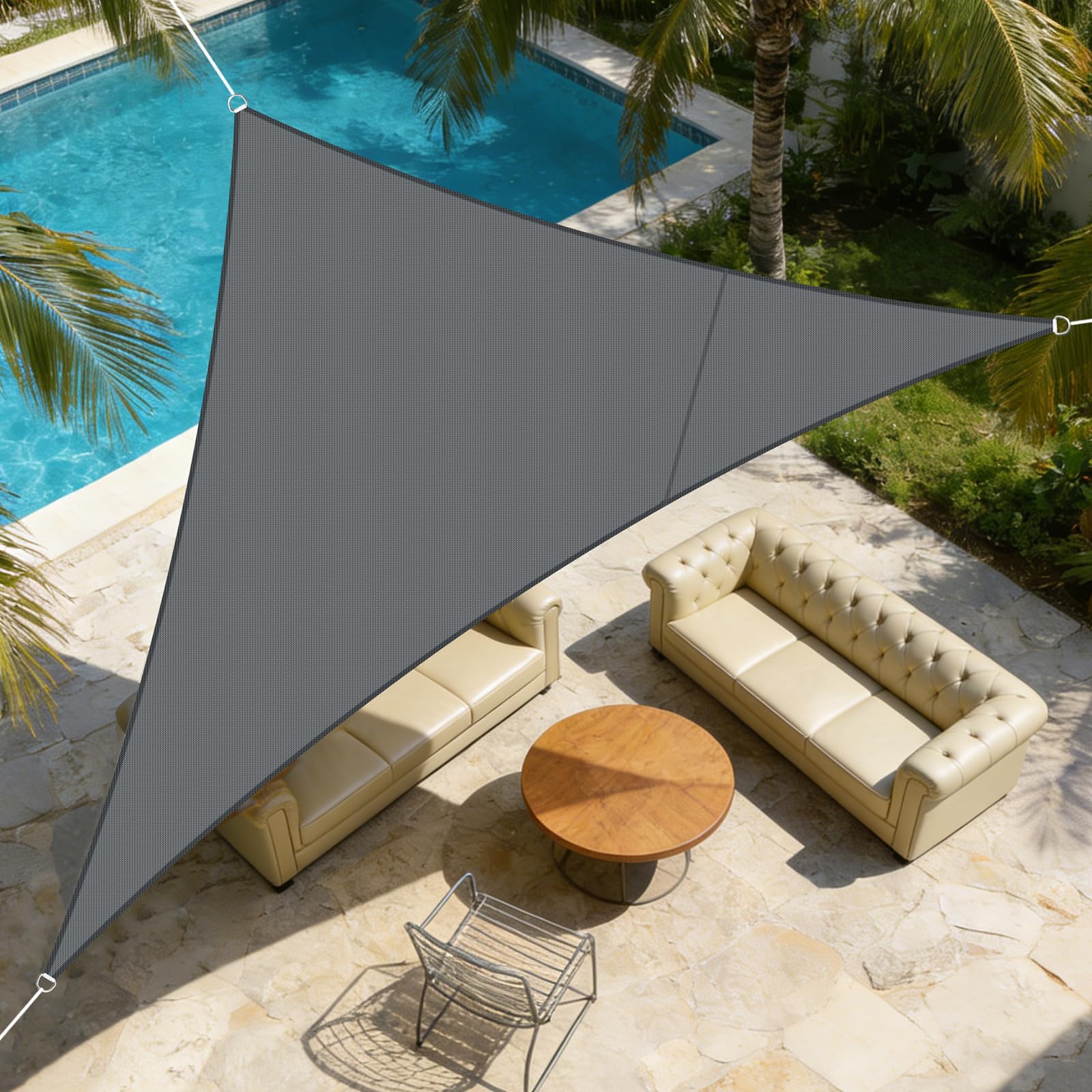 LOVE STORY Toldo Vela Rectangular 2.5x4m, Vela de Sombra Impermeable Oxford, Protección Rayos UV Toldos para Exterior Patio Jardín Terrazas, Arena — view 16
