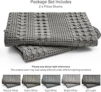 Vista 7 de PHF Juego de 2 fundas de almohada 100 % algodón con diseño de gofre, tamaño estándar, suaves, transpirables y agradables al tacto, fundas