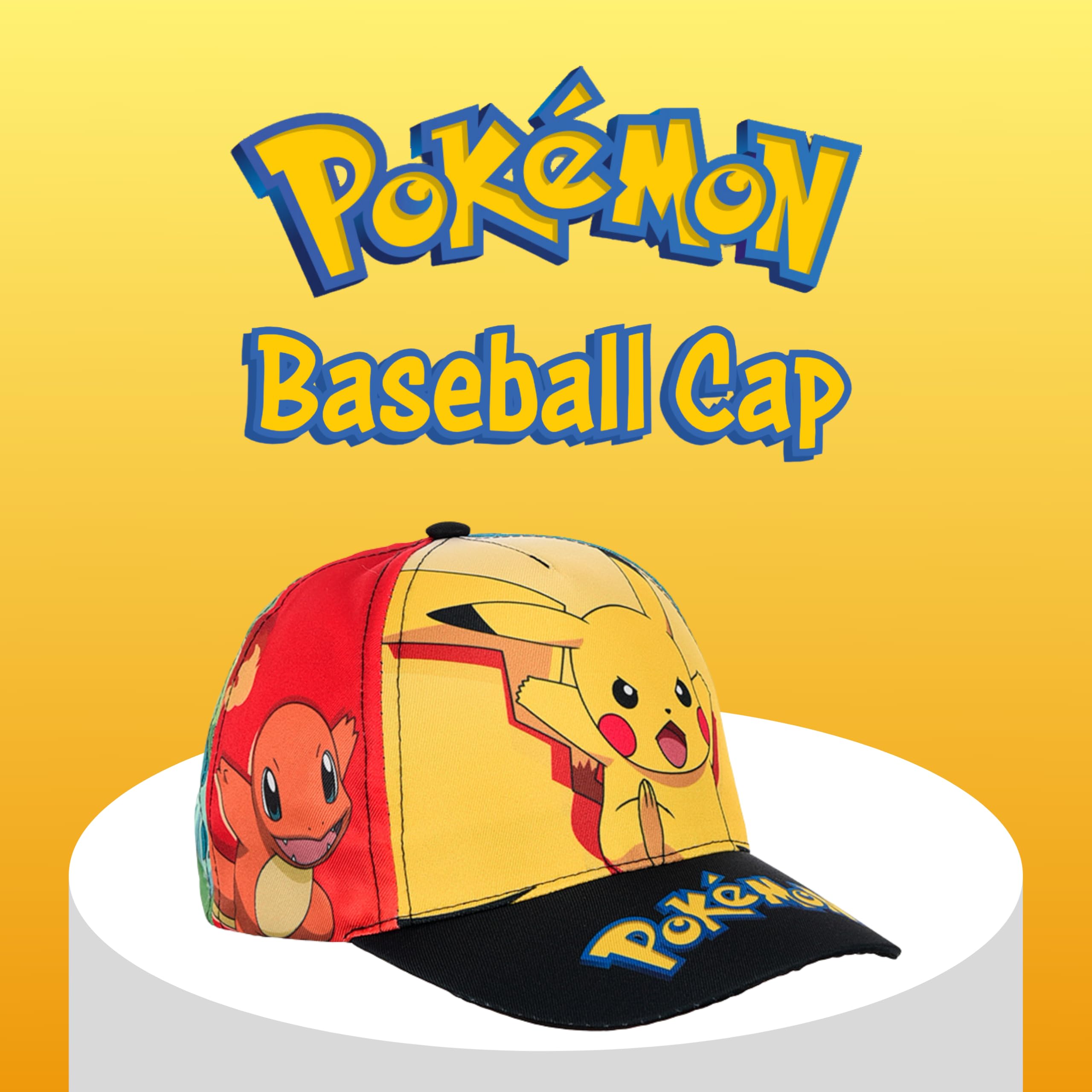 Pokémon Gorro para Niños, Gorra de Beisbol Pikachu Bulbasaur Squirtle Charmander Eevee Gorra de Verano Infantil