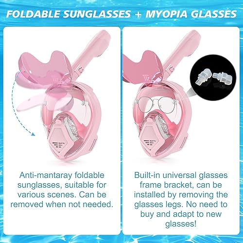 Miniatura 4 de Devilfish Full Face Snorkel Mask Adults, Dry Top System Snorkeling Set with Foldable Sunglasses, 180 Degree Panoramic View Snorkel Gear, Scuba