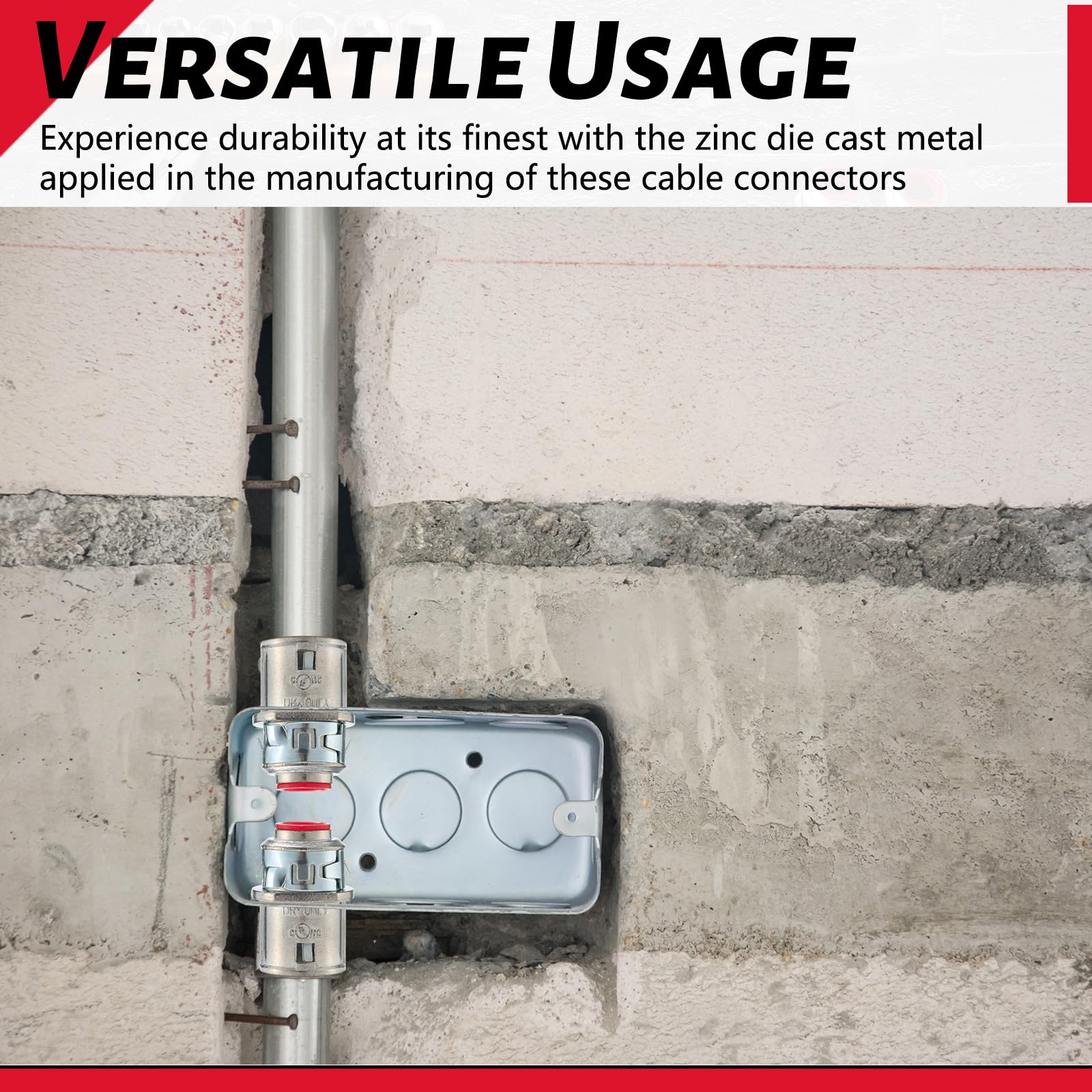 Relaxweex Conectores de cable recubiertos de metal, conector de conducto eléctrico de zinc de 3/8 pulgadas para cable de acero y aluminio (paquete de 60)
