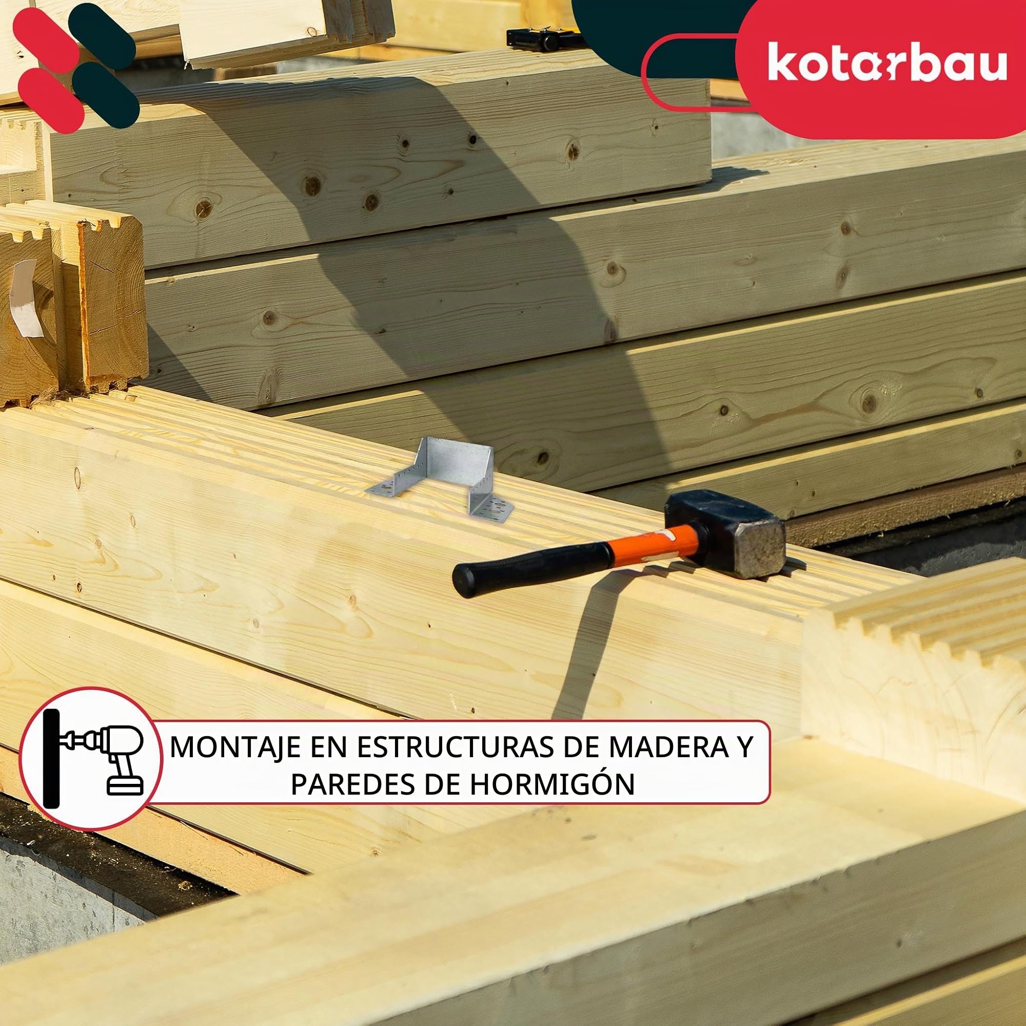 KOTARBAU® Juego de 10 soportes para vigas 40 x 110 mm, conectores de madera de acero galvanizado, soportes para vigas, conectores de vigas de carga pesada, conectores de vigas, conectores de vigas de