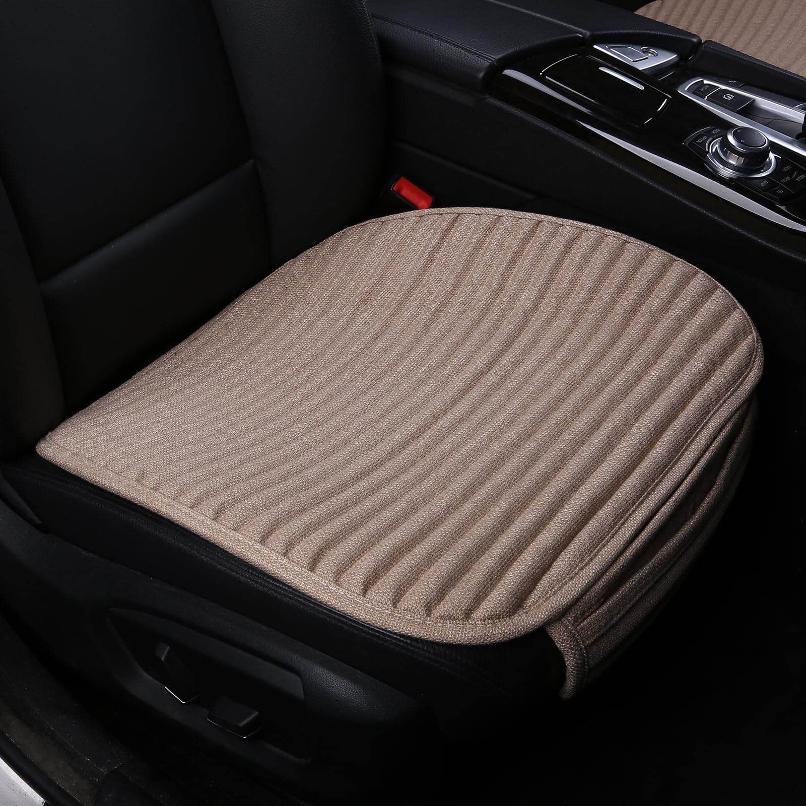 Car Seat Cushion,Buckwheat Hulls Car Seat Covers,Ventilated Breathable Comfortable Car Cushion,Anti-Skid Four Seasons General Car Seat Protector (Beige)