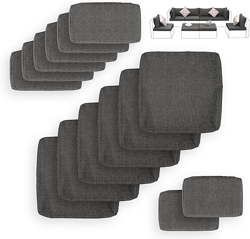 FINCATI Juego de 14 fundas de repuesto para cojines de patio al aire libre, 27 x 27 pulgadas, resistentes al agua, con cremallera, fundas para disponible en Yaxa Peru