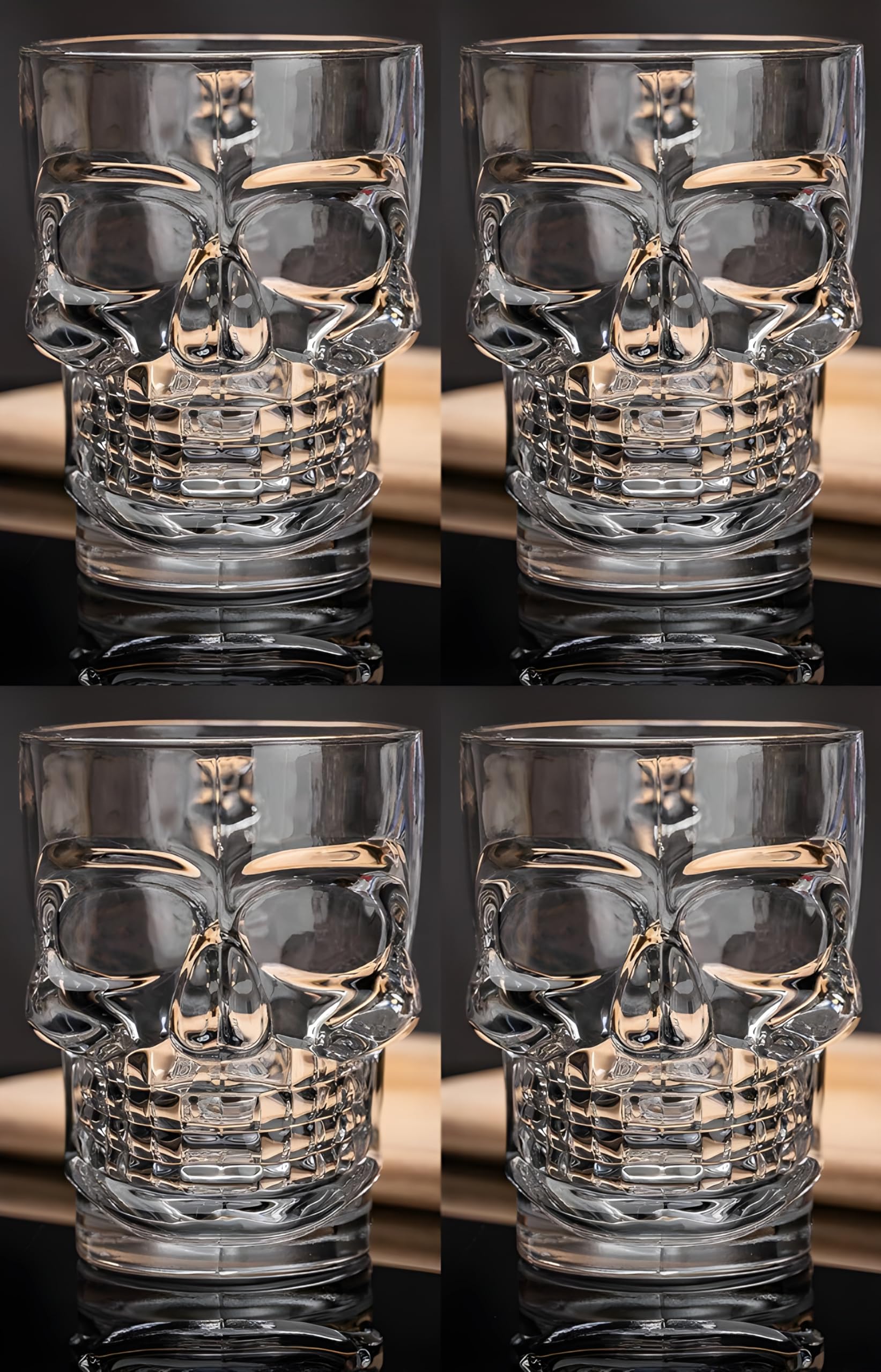 Massive Reckon® "Skull Beer Mug Drinking Glasses with Handle - Set of 4 Clear Glass Mugs, 520ml Each, Great for Beer, Cocktails, Soft Drinks, Parties, Halloween Décor, and Unique Gift Ideas - Image 8 thumbnail