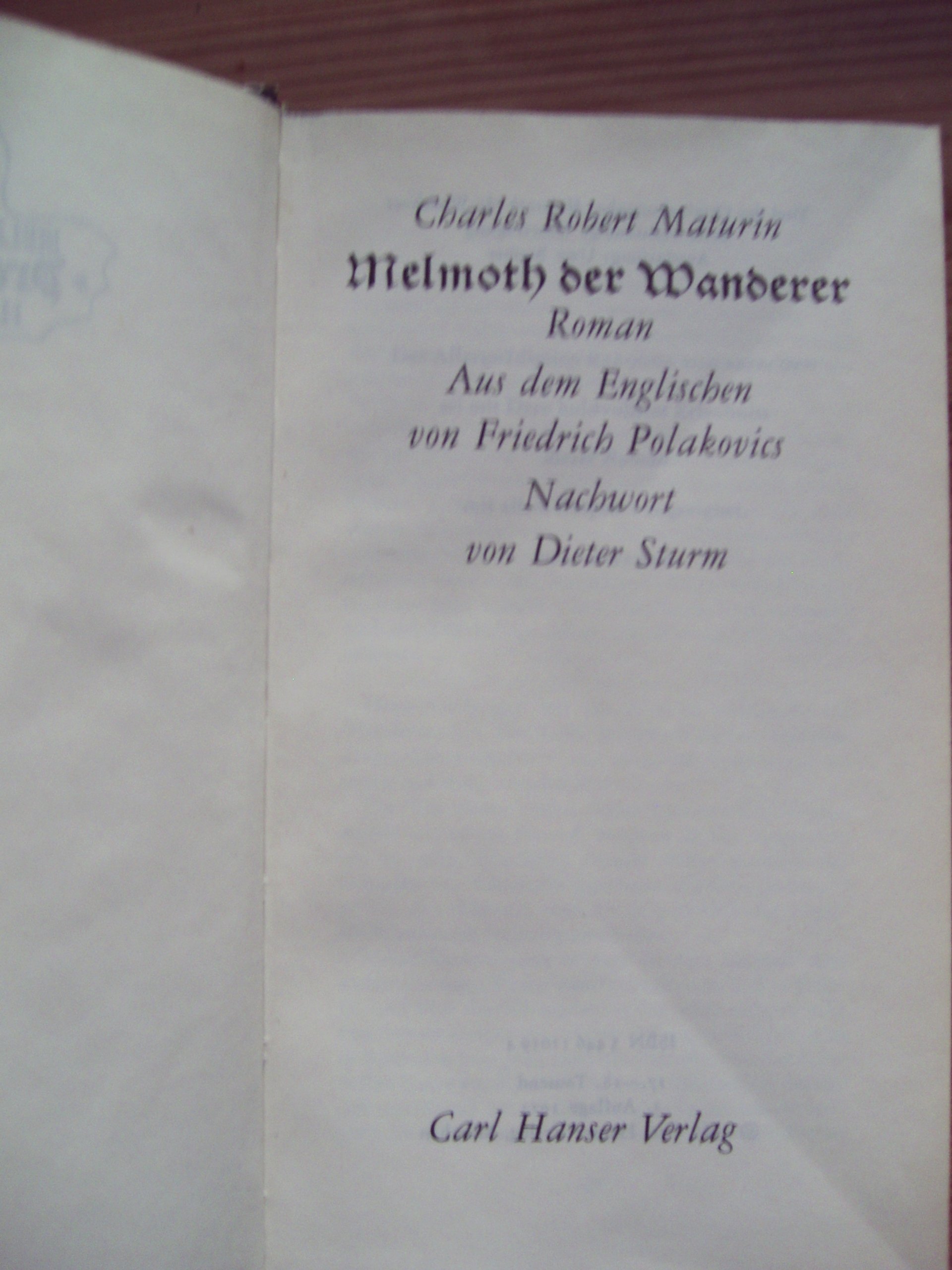 Melmoth, der Wanderer: Roman