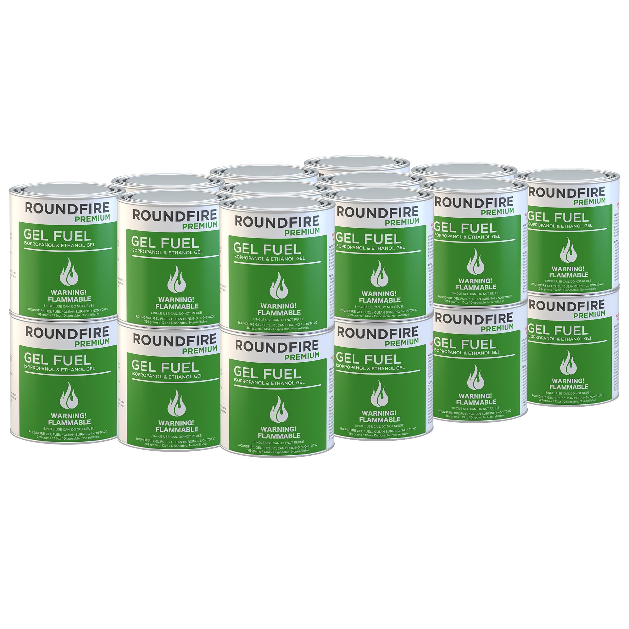 ROUNDFIRE 24 Pack Gel Fuel Cans for Fire Bowl, Fireplace, Gel Fire, Tabletop Fire Bowls, Warming, Indoor & Outdoor