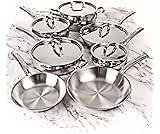 BergHOFF Belly Shape 18/10 Stainless Steel 12Pc Cookware Set, Metal Lids, Fast, Evenly Heat, Induction Cooktop Ready