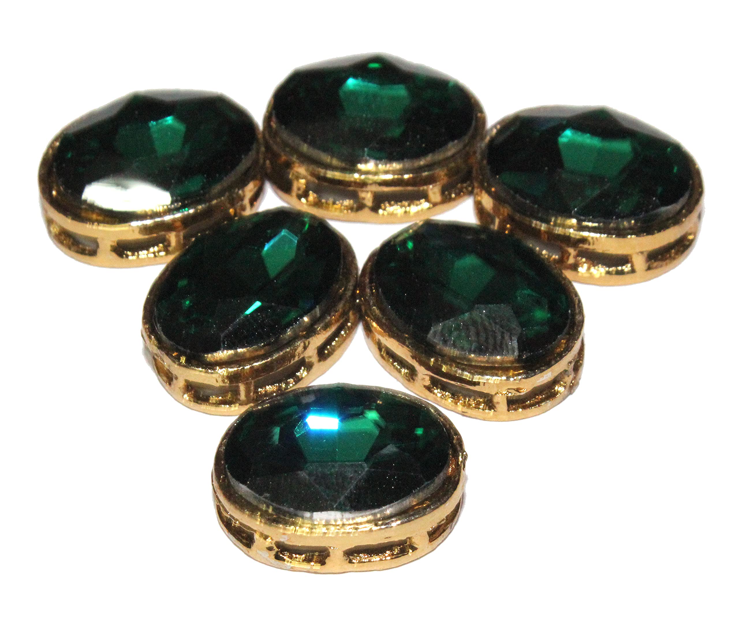 Mahabal Creations - Kundan Stones for Craft, Embroidery and Jewellery Making 20MM, Oval Shape (Green 10Pcs)-image-24