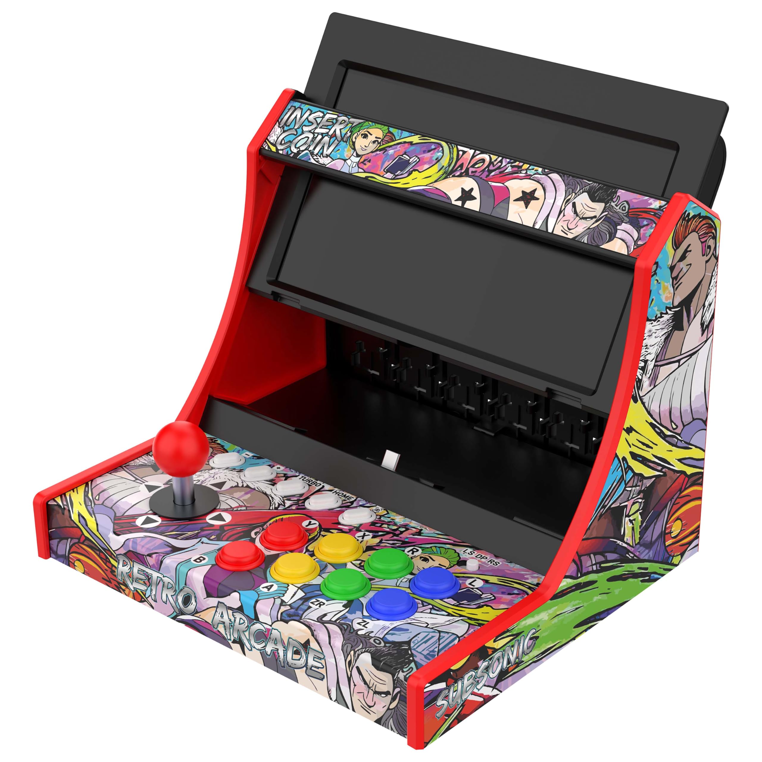 Subsonic - Mini máquina recreativa para Switch 2, Switch OLED y Switch – Base de conexión para consola Nintendo con joystick y 8 botones para convertir la consola Nintendo en una máquina recreativa