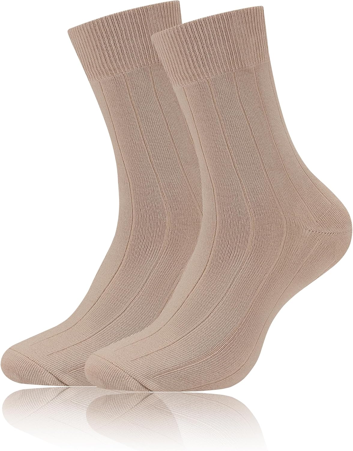 Mens Dress Socks Soild Ribbed Crew Socks Combed Cotton Anti Odor Size 8-13 1 Pack A01 Light Khaki