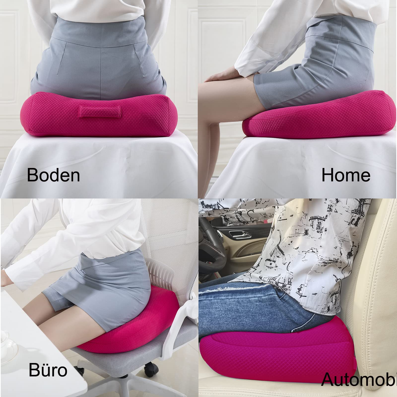 WYJHNL Ergonomisches/Orthopädisch Sitzkissen Kissen für Bürostuhl/Auto, Sitzauflage/Sitzauflagen/Sitzerhöhung Auto Erwachsene Sitzerhöhung für Hintern, rückenschmerzen, Boden, Stuhl 40x40cm pink