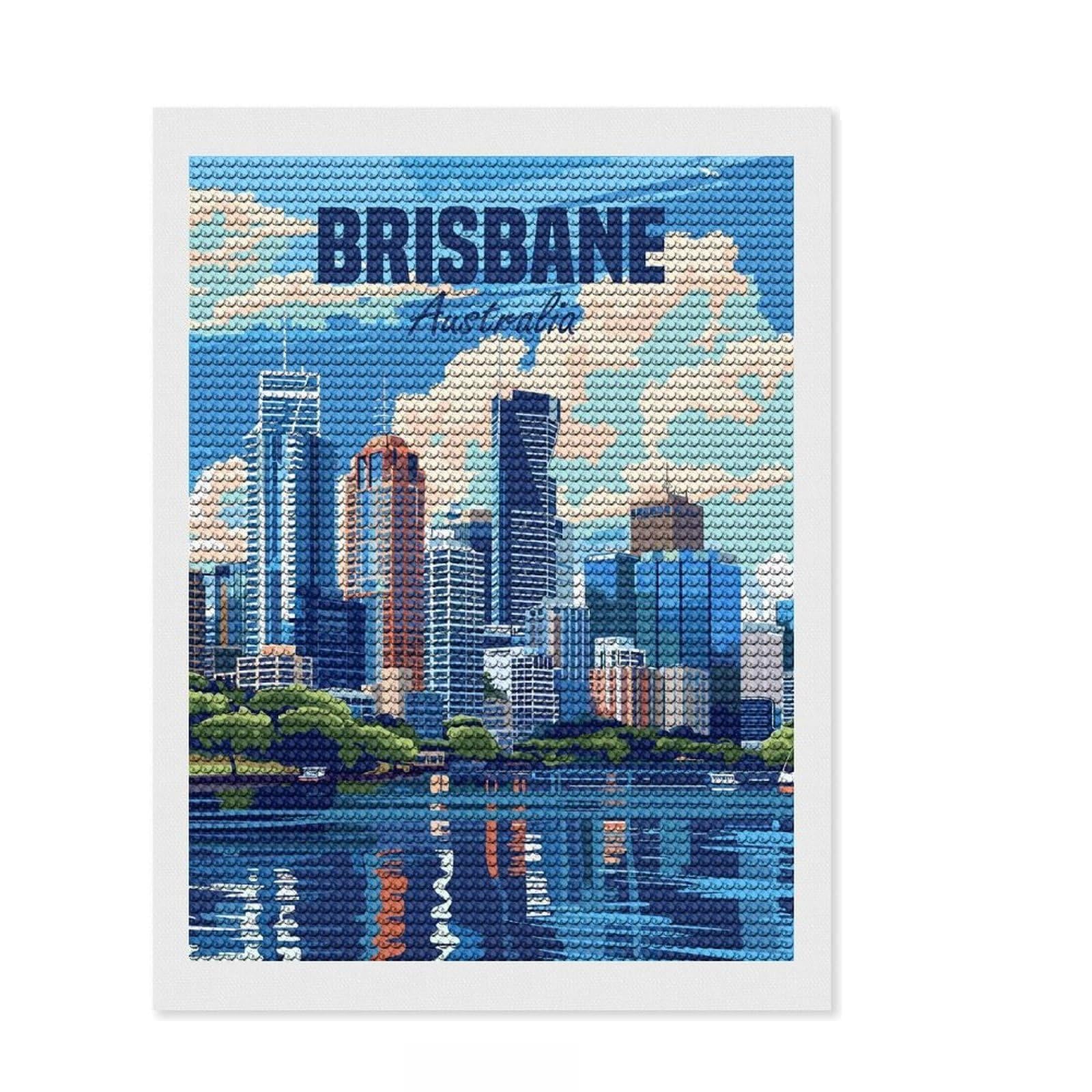 Junmoney Brisbane Australia Diamond Style Art Kit 12"x16", Home Decoration, with Tool Kit, Decor Project, Aesthetic Room Decor
