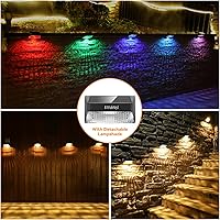 Vista 3 de Luces solares para valla, RGB de 10 modos de trabajo, luces solares para terraza, exteriores, impermeables, luces solares LED de pared