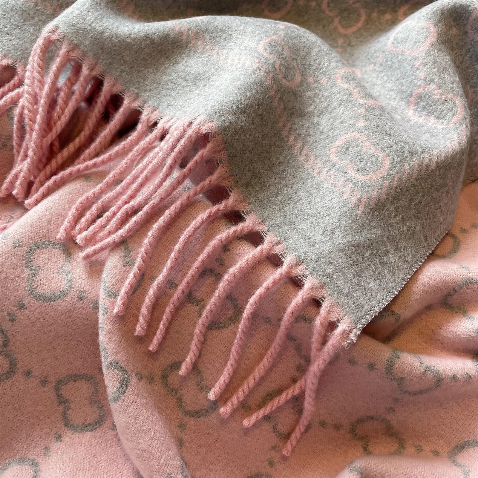 Sciarpa Donna Invernale Sciarpa da Donna in Cashmere simulato, Calda in Inverno, Lunga e Spessa, con Nappe e Motivo a Quadri Colorati(Red)
