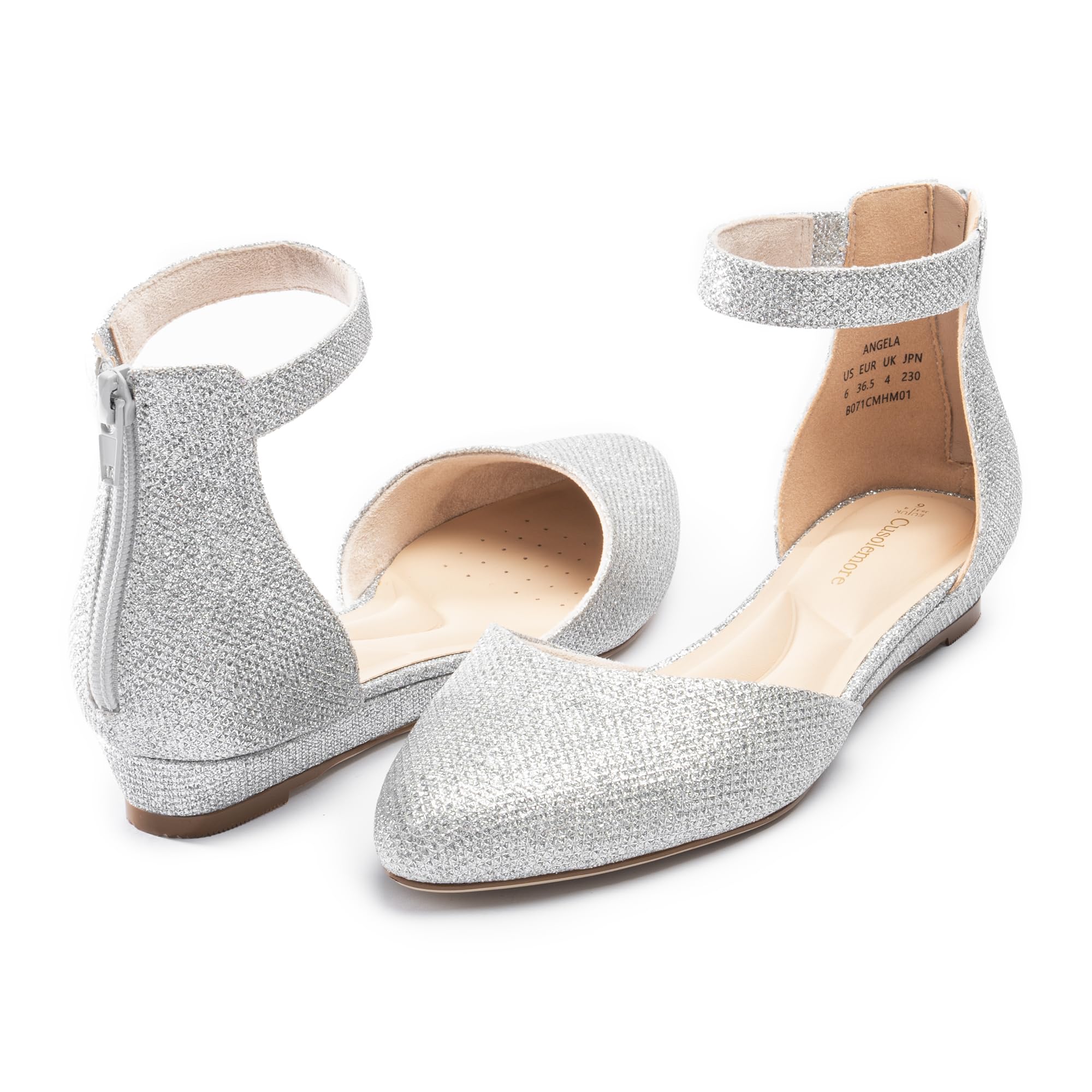 Cusolemore Angela Chaussures Plates habillées pour Femmes avec Bride de Cheville à Faible écart
