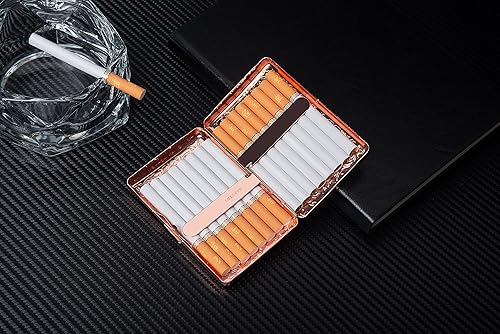 Miniatura 4 de Caja de cigarrillos de metal vintage clásica/caja de almacenamiento, puede contener 16 piezas de 100 (oro rosa)