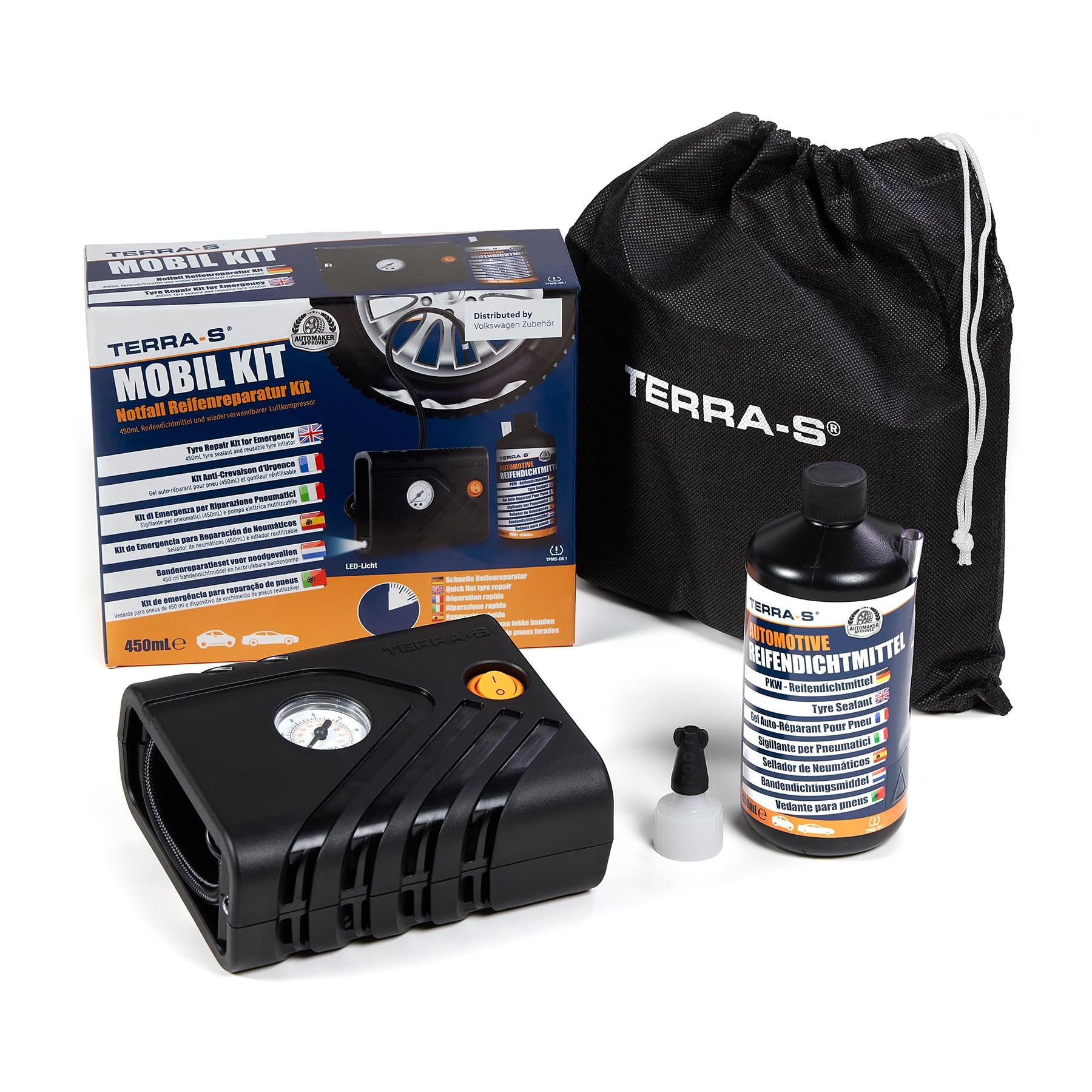 Volkswagen 5H0071211A Reifenpannenset Luftkompressor Dichtmittel 450ml Reifenreparatur Kit