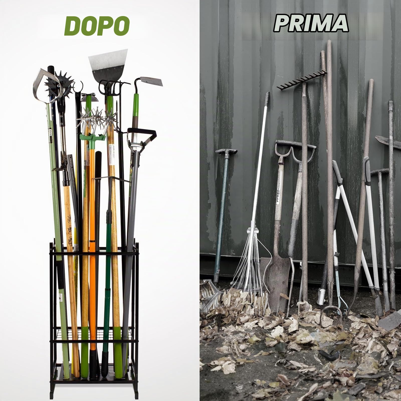 Organizer per attrezzi da giardino, resistente, in metallo, per riporre attrezzi da giardino